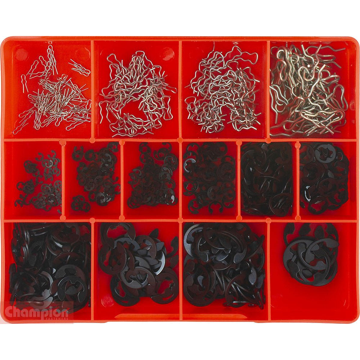 Champion CA1424 E-Clip and Retainer Spring Assortment Kit, 740 Pieces