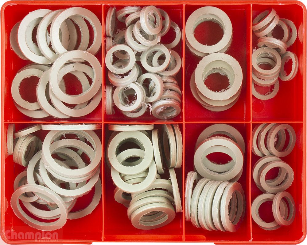 Champion CA1460 Polypropylene Washer Assortment Kit 3/32" Thick - 123 Pieces - AIMS Industrial Supplies