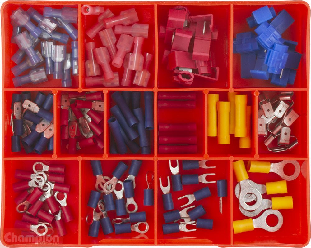 Champion CA161 Insulated Wiring Terminal Assortment Kit - 136 Pieces - AIMS Industrial Supplies