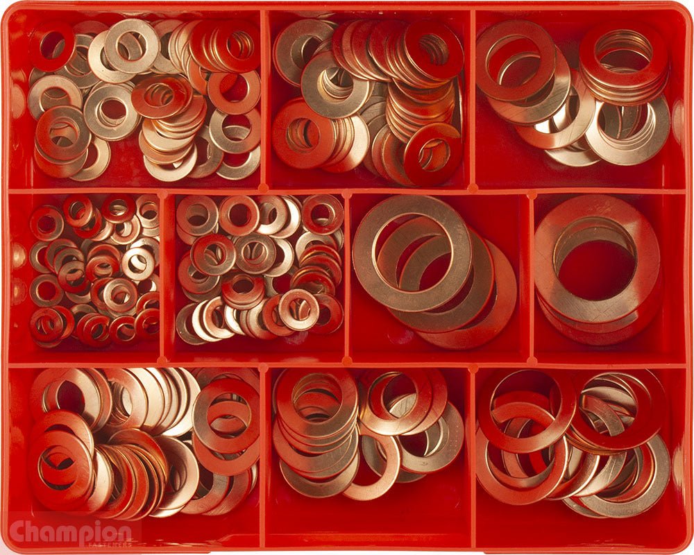 Champion CA1660 Copper Washer Metric Assortment Kit, 260 Pieces - AIMS Industrial Supplies