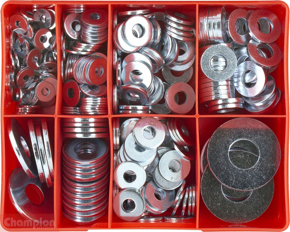 Champion CA1670 Super Heavy Duty Flat Washer Assortment Kit, 325 Pieces - AIMS Industrial Supplies
