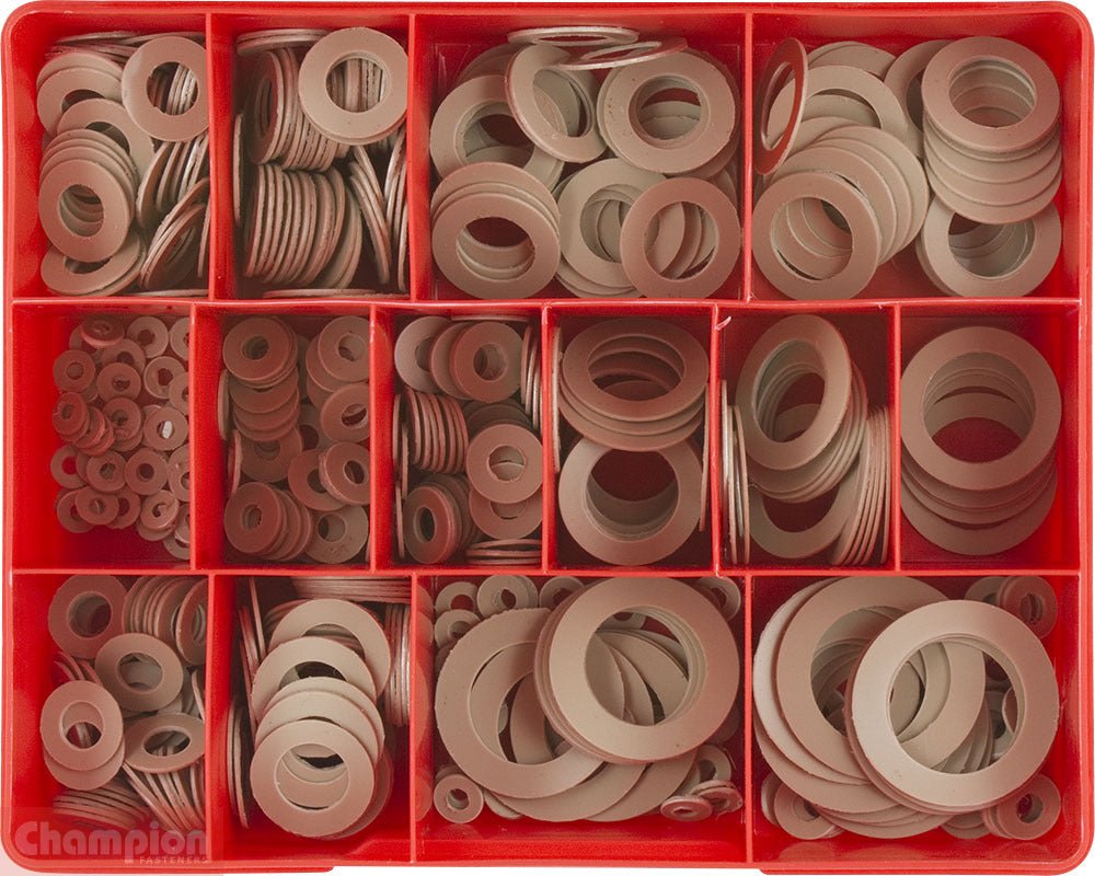 Champion CA1680 Polypropylene 1/32" Thick Washer Assortment Kit, 490 Pieces - AIMS Industrial Supplies