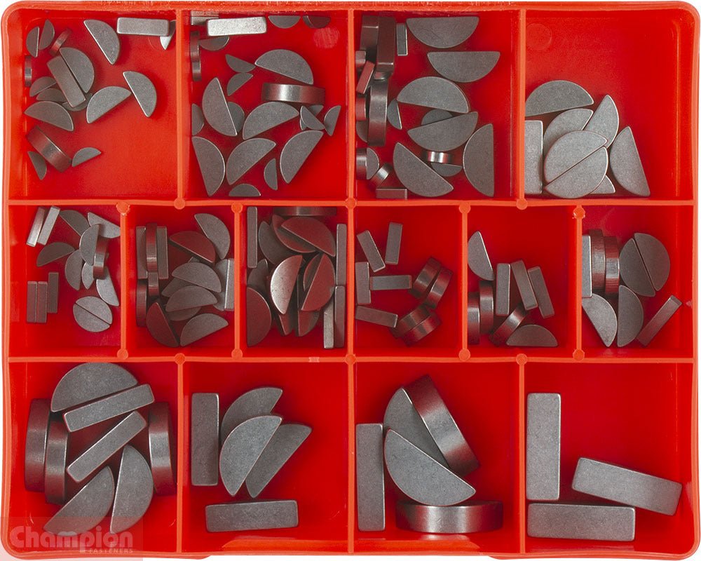Champion CA1705 Woodruff Key Metric Assortment Kit, 164 Pieces - AIMS Industrial Supplies