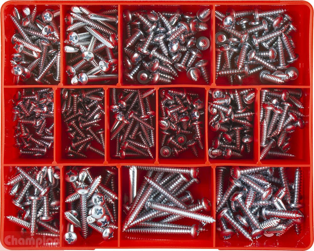 Champion CA1710 Pan Head Phillips Self Tapping Screw Zinc Plated Kit - AIMS Industrial Supplies