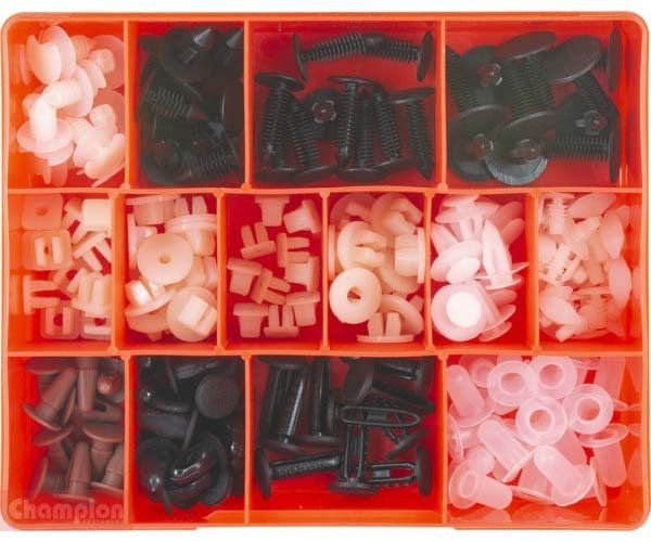 Champion CA1735 Plastic Trim Clip Assortment Kit - 180 Pieces - AIMS Industrial Supplies