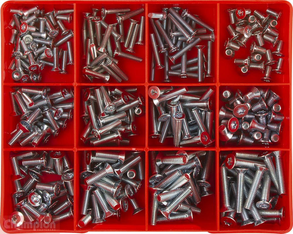 Champion CA1774 Countersunk Torx Machine Screw Assortment Kit, 325 Pieces - AIMS Industrial Supplies