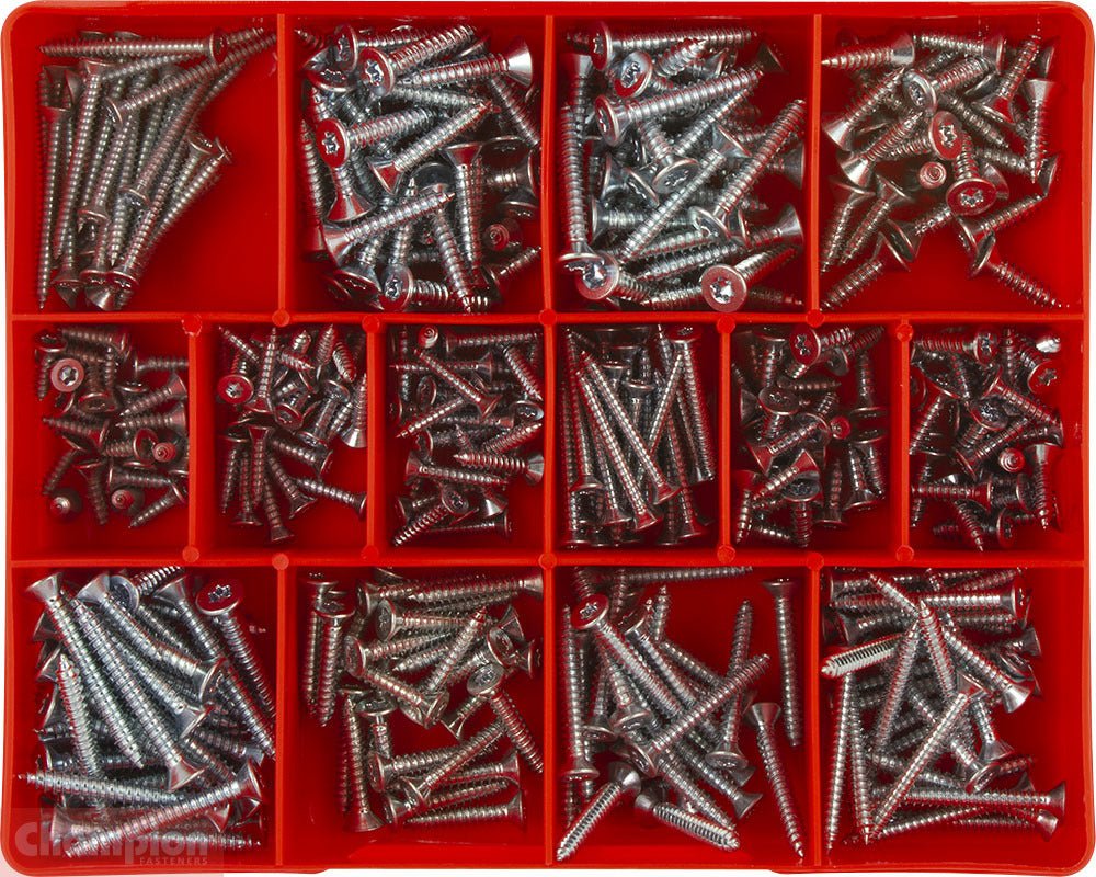 Champion CA1778 Countersunk Torx Self-Tapping Screw Assortment Kit, 425 Pcs - AIMS Industrial Supplies