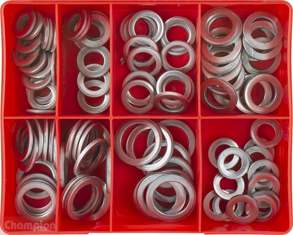 Champion CA1790 Sump Plug Washer Aluminium Assortment Kit - 100 Pieces - AIMS Industrial Supplies