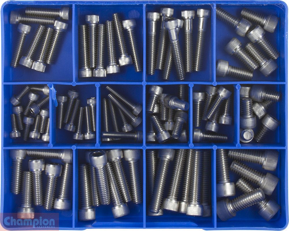 Champion CA1818 Socket Head Cap Screw BSW - 316/A4 Kit, 90 Pcs - AIMS Industrial Supplies