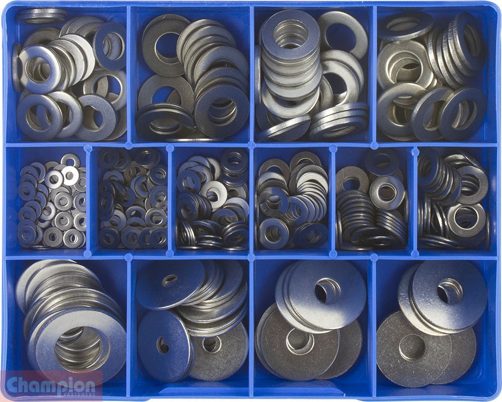 Champion CA1830 Flat & Panel Washer Stainless Steel Kit, 385 Pcs - AIMS Industrial Supplies