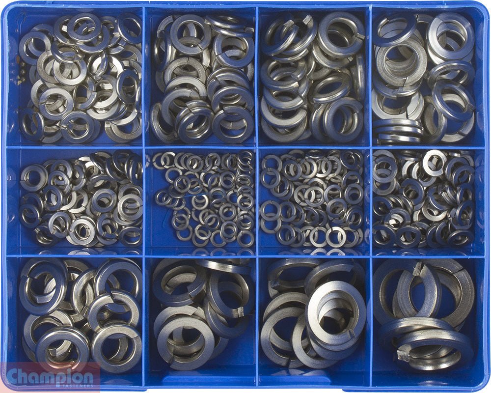 Champion CA1840 Spring Washer Stainless Steel Assortment Kit, 345 Pcs - AIMS Industrial Supplies