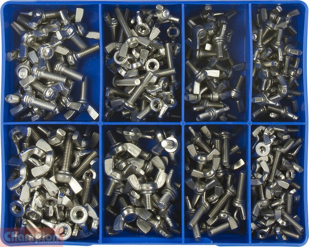 Champion CA1892 Wing Screw and Nut Stainless Steel Kit, 230 Pcs - AIMS Industrial Supplies