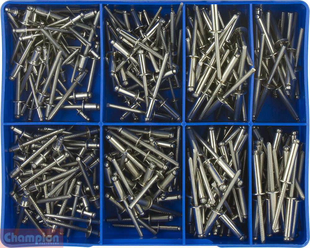 Champion CA1894 Stainless (304/A2) Blind Rivet Assortment Kit, 330 Pcs1