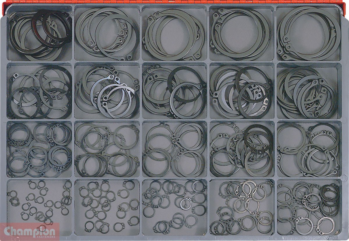 Champion CA2035 External Circlip Imperial Assortment Kit, 240 Pcs - AIMS Industrial Supplies