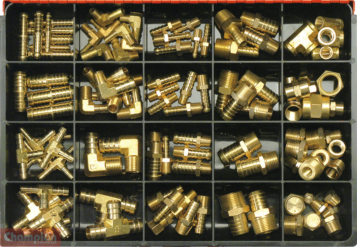 Champion CA2070 Brass Hose Fittings Assortment Kit, 106 Pcs1