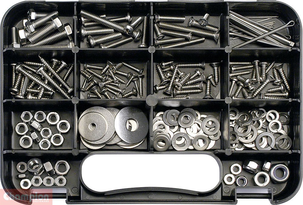 Champion CA214 Stainless Steel Fastener (52 Sizes) Kit, 210 Pcs - AIMS Industrial Supplies
