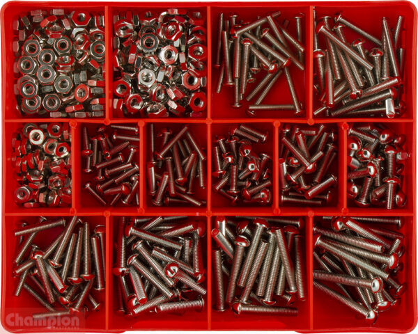 Champion CA228 Fine Thread Screw & Nut Assortment Kit, 300 Pieces1
