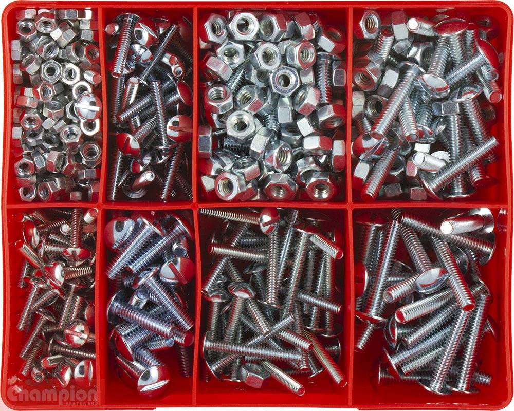 Champion CA252 Machine Screw & Nut UNC Assortment Kit, 300 Pcs - AIMS Industrial Supplies