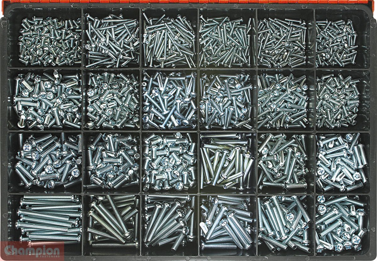 Champion CA2705 Pan Head Phillips Machine Screw Kit, 1785 Pcs - AIMS Industrial Supplies