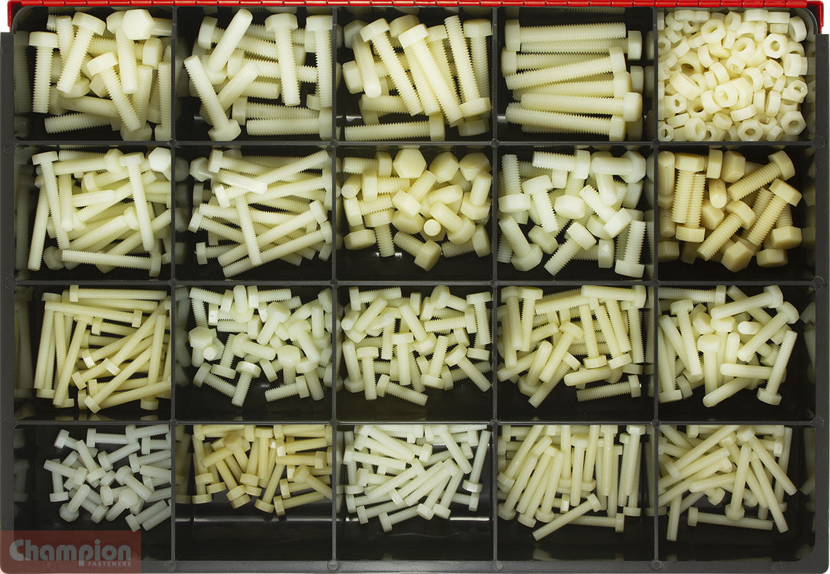 Champion CA2788 Nylon Bolt & Nut Assortment Kit, 565 Pcs1