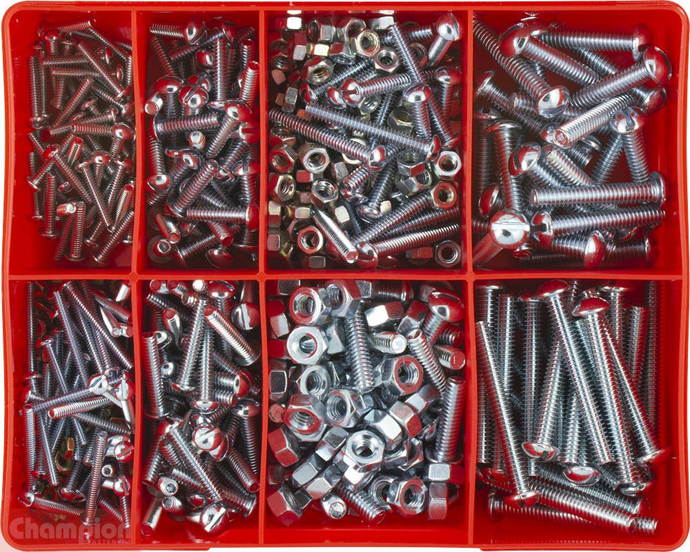 Champion CA290 Machine Screw & Nut Assortment Kit, 360 Pieces - AIMS Industrial Supplies