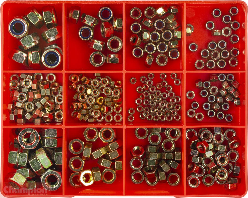 Champion CA300 Plain & Self-Locking Nut Assortment Kit, 320 Pcs - AIMS Industrial Supplies