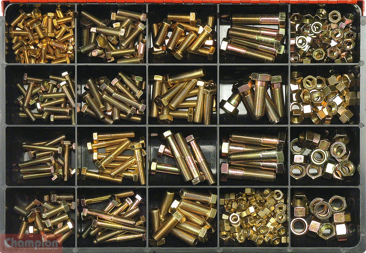 Champion CA365 UNF Set Screw, Bolt & Nut Assortment Kit, 365 Pcs - AIMS Industrial Supplies