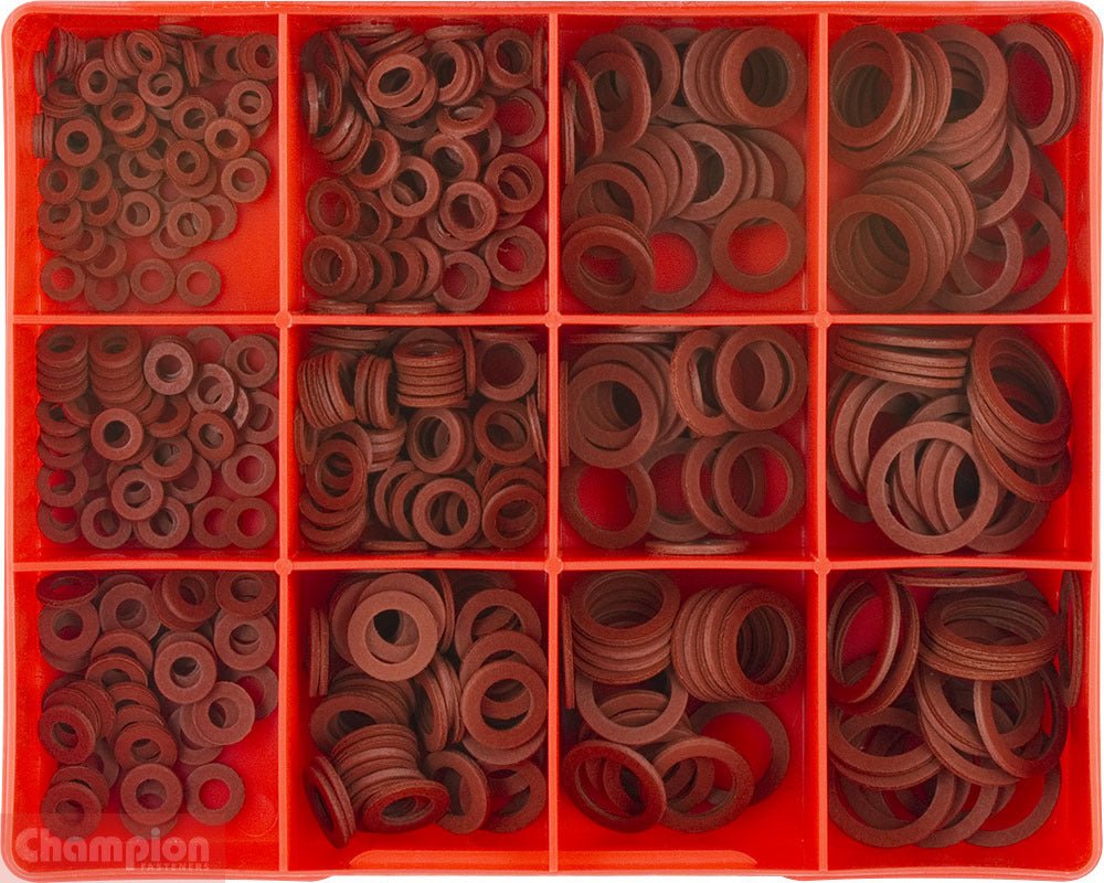 Champion CA390 Fibre Washer 1/16" Thickness Assortment Kit, 405 Pcs - AIMS Industrial Supplies