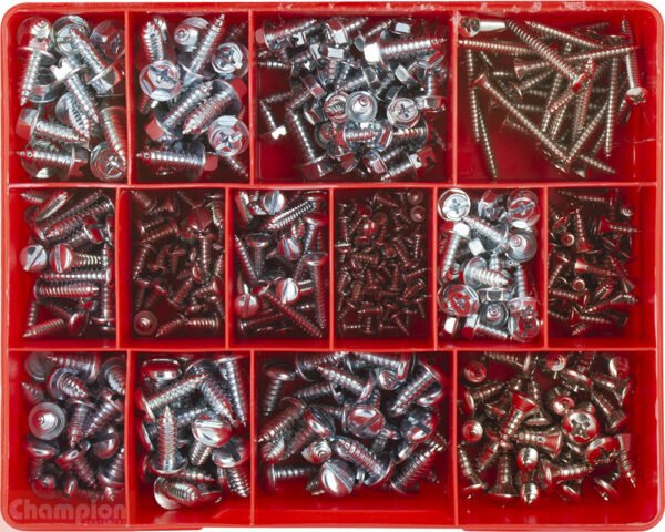 Champion CA430 Self Tapping Screw Assortment Kit, 430 Pieces - AIMS Industrial Supplies