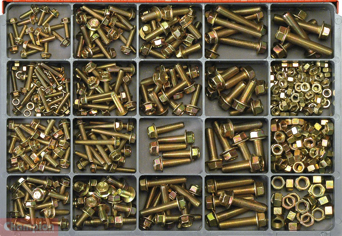 Champion CA495 Flange Head Bolt Assortment Kit, 455 Pcs - AIMS Industrial Supplies