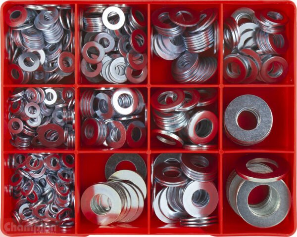 Champion CA576 Flat Steel WasherAssortment Kit, 695 Pieces - AIMS Industrial Supplies