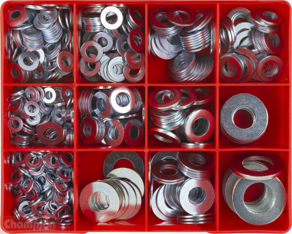 Champion CA576 Flat Steel WasherAssortment Kit, 695 Pieces1