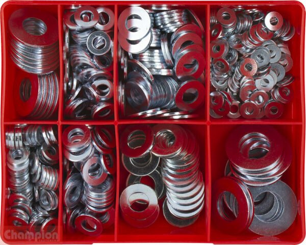 Champion CA600 Flat Steel Heavy Duty Washer Assortment Kit, 605 Pcs - AIMS Industrial Supplies