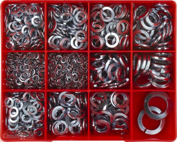 Champion CA648 Spring Washer (12 Size) Assortment Kit, 933 Pcs - AIMS Industrial Supplies