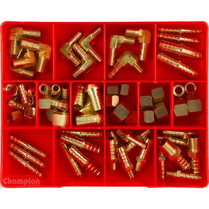 Champion CA70 Brass Petrol Fittings Assortment Kit - 59 Pieces - AIMS Industrial Supplies