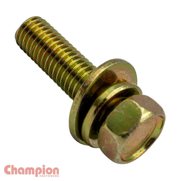 Champion CBP189 Hex Set Screw Sems Flat/Spring Washer M6 x 12mm - 50/Pack