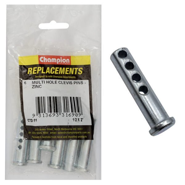 Champion Clevis Pin Multi Hole Zinc Plated - AIMS Industrial Supplies