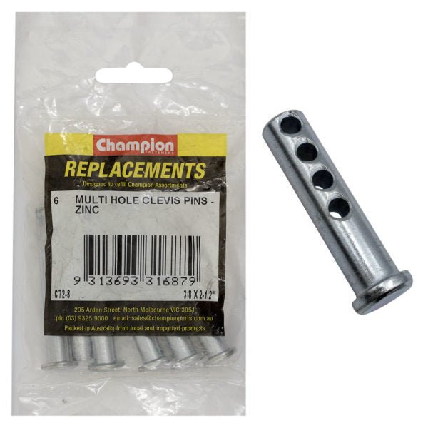 Champion Clevis Pin Multi Hole Zinc Plated - AIMS Industrial Supplies