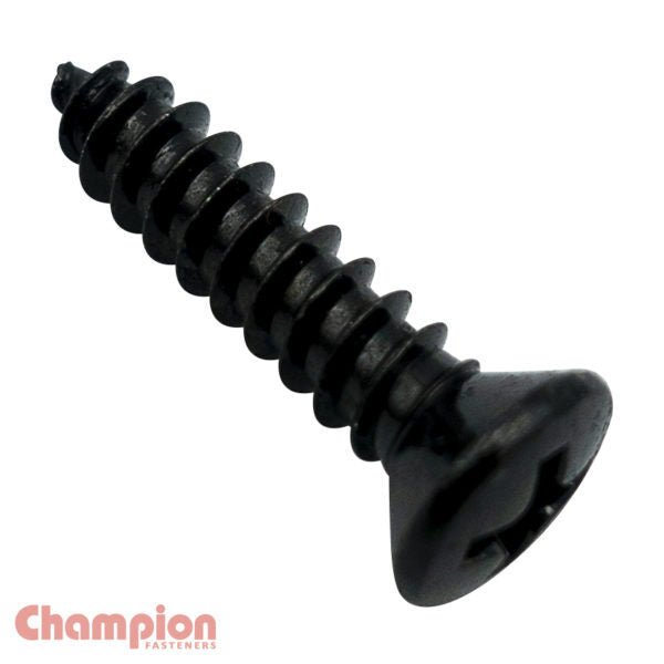 Champion CST203 Self Tapping Screw Raised Phillips Black - AIMS Industrial Supplies