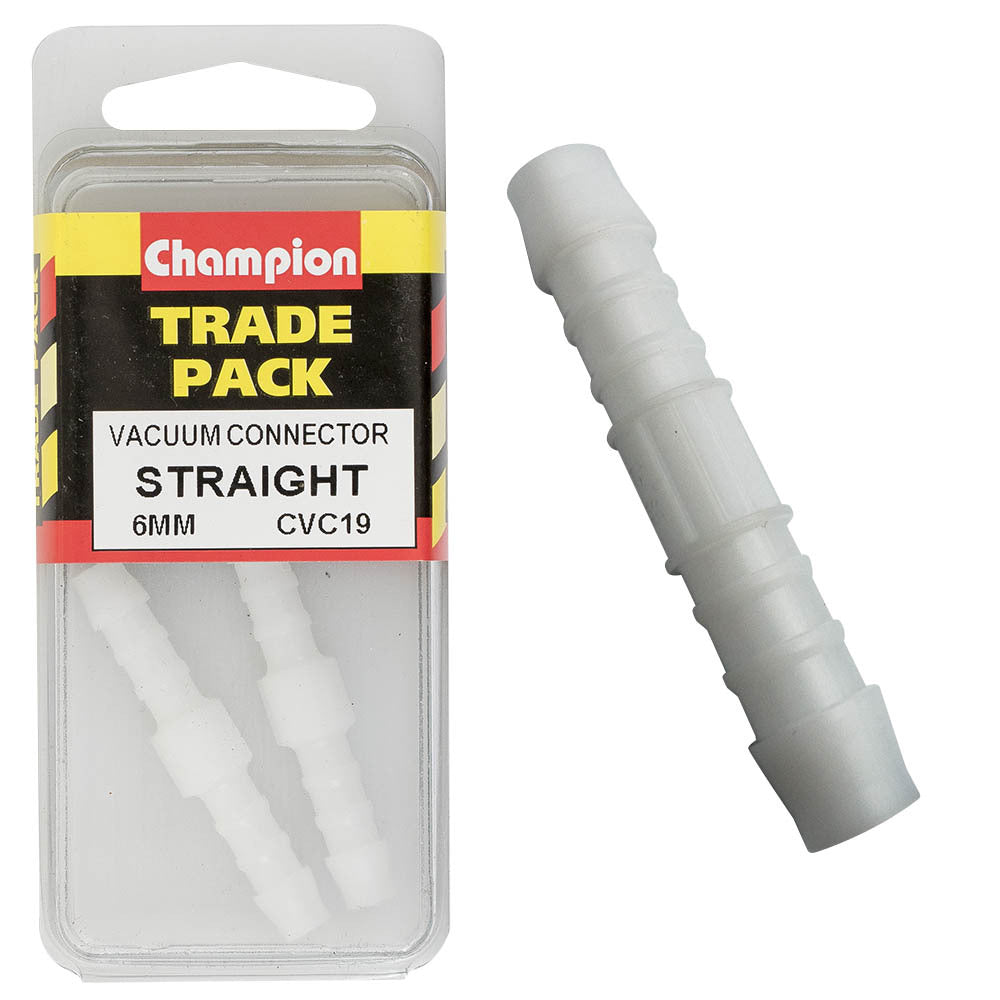 Champion CVC19 Vacuum Connector Straight 6mm  - Box of 6 (3 Packs of 2)