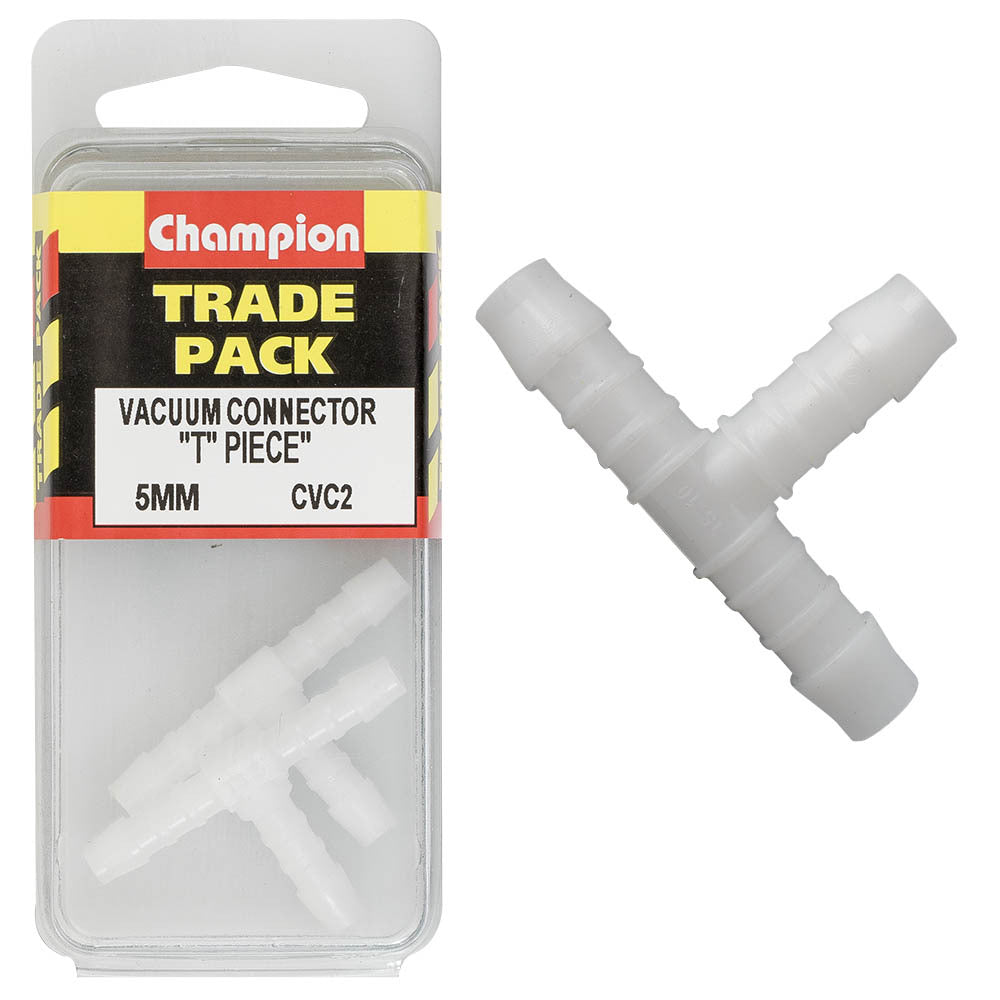 Champion CVC2 Vacuum Connector Equal T Piece 5mm - Box of 6 (3 Packs of 2)