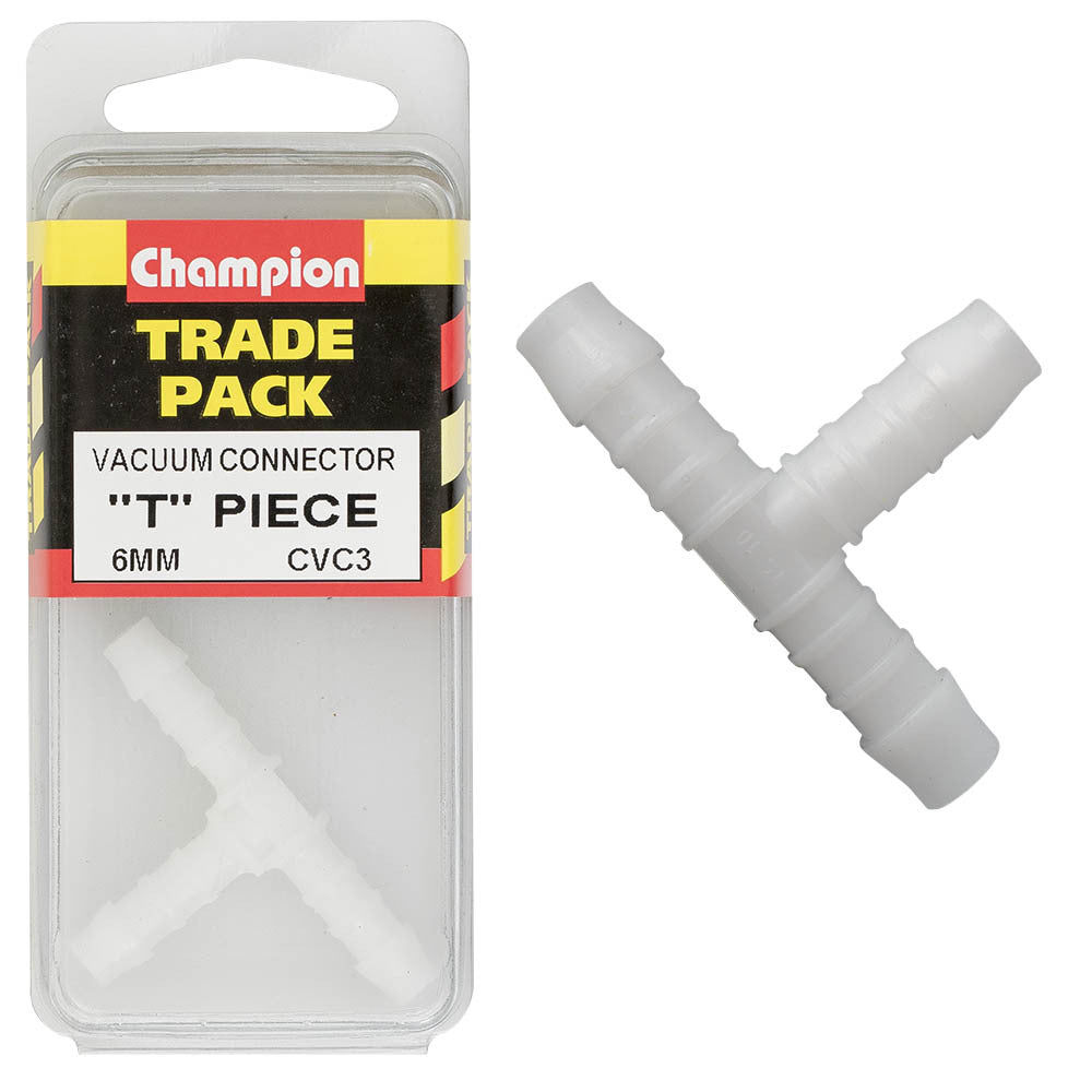 Champion CVC3 Vacuum Connector Equal T Piece 6mm - Box of 3