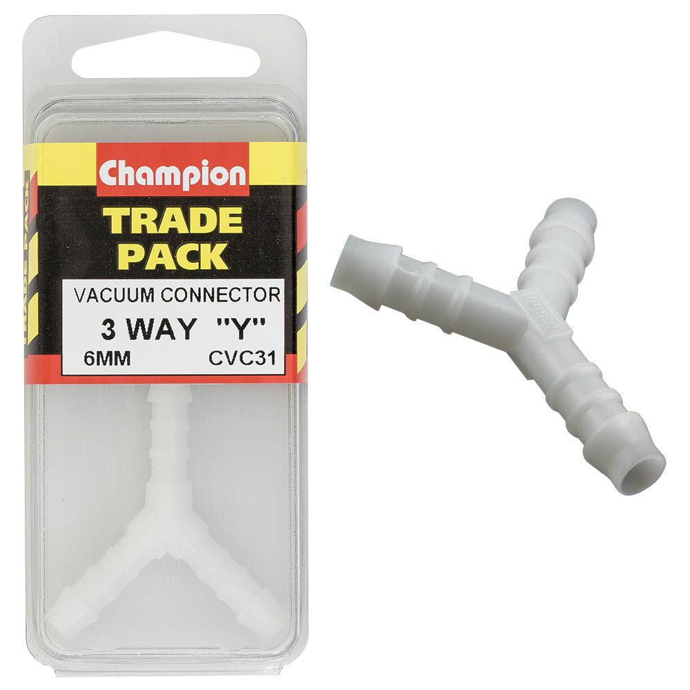 Champion CVC31 Vacuum Connector 3 Way 'Y' Piece 6mm - Box of 3