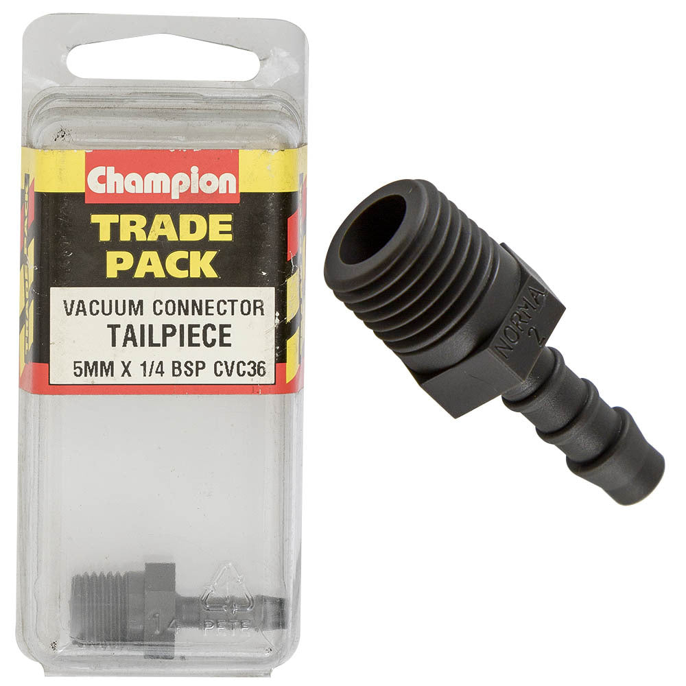Champion CVC36 Vacuum Connector Tailpiece 5mm x 1/4" BSP - Box of 3