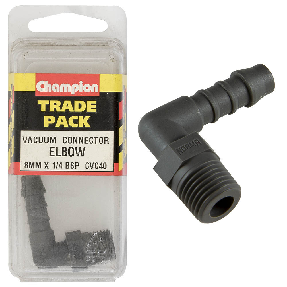 Champion CVC40 Vacuum Elbow Connector 8mm x 1/4" BSP -Box of 3