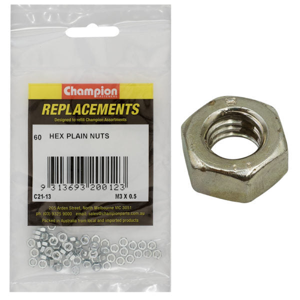 Champion Hex Plain Nut High Tensile Zinc Plated1