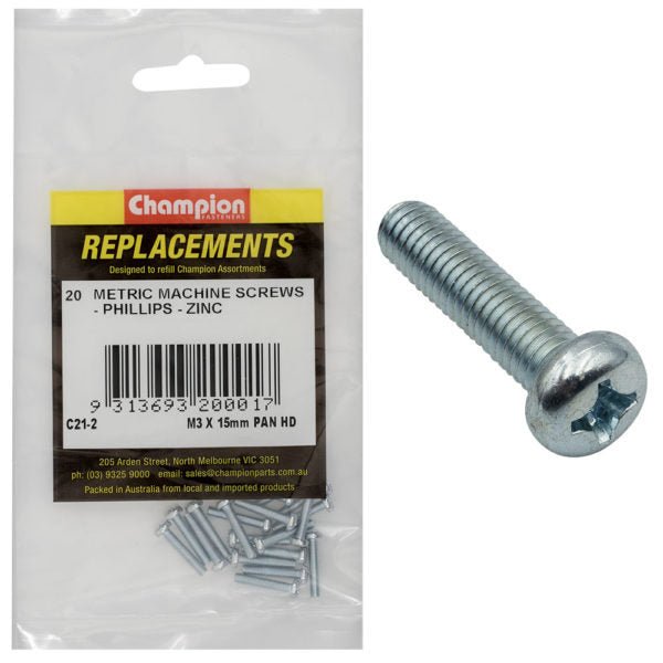 Champion Machine Screw Pan Head Phillips Zinc Plated - AIMS Industrial Supplies