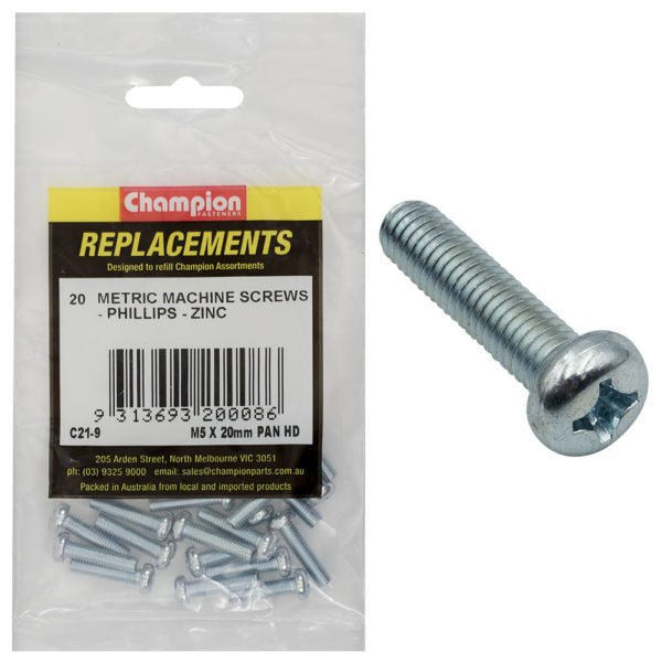 Champion Machine Screw Pan Head Phillips Zinc Plated - AIMS Industrial Supplies