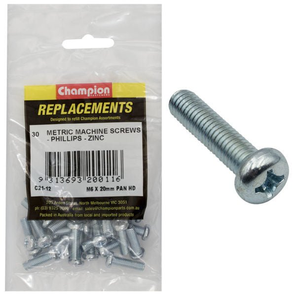 Champion Machine Screw Pan Head Phillips Zinc Plated - AIMS Industrial Supplies