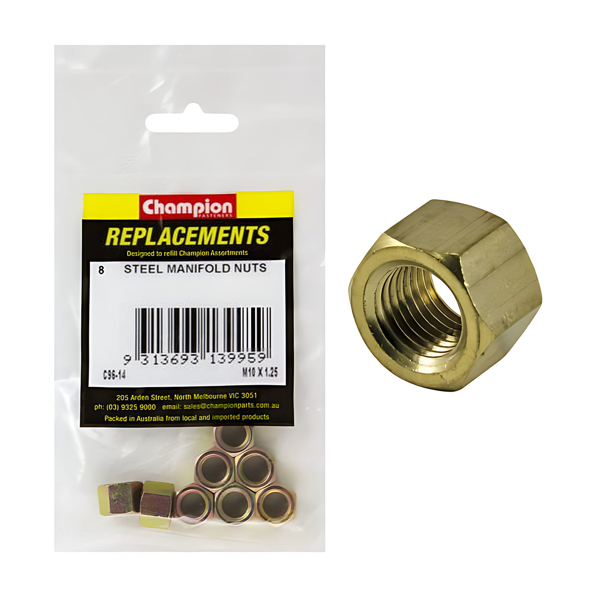 Champion Manifold Nut Brass - Metric